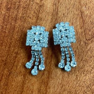 Vintage Clip On Rhinestone Earrings